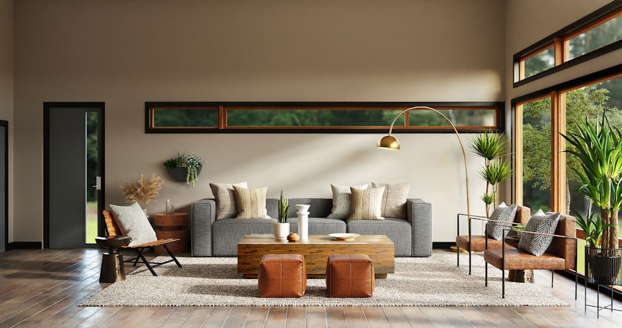 Elegant living room with curtains